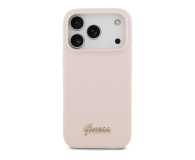 GUESS Silicone Script Metal Logo MagSafe do iPhone 17 Pro różowy - 1365586 - zdjęcie 2